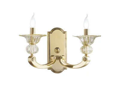 AMY 267/A2 - Gold/satin gold plated wall lamp with clear crystal _ Possoni Illuminazione